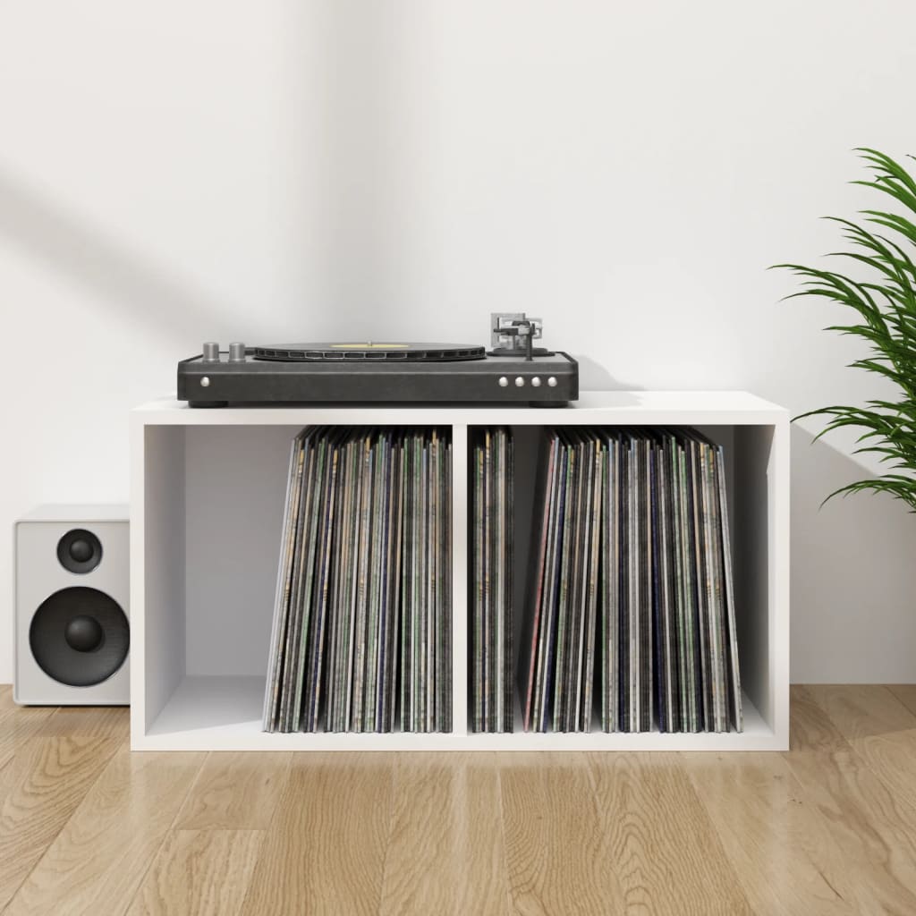 vidaXL Caixa para discos vinil 71x34x36 cm derivados de madeira branco