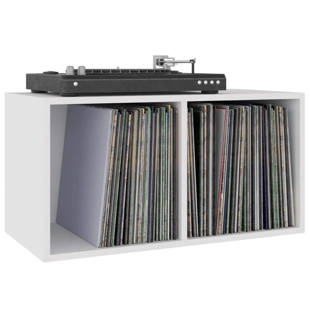 vidaXL Caixa para discos vinil 71x34x36 cm derivados de madeira branco