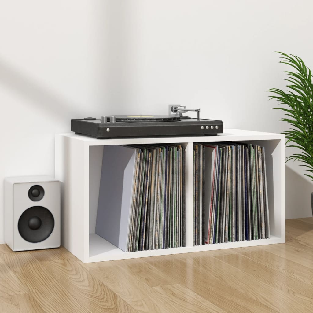 vidaXL Caixa para discos vinil 71x34x36 cm derivados de madeira branco