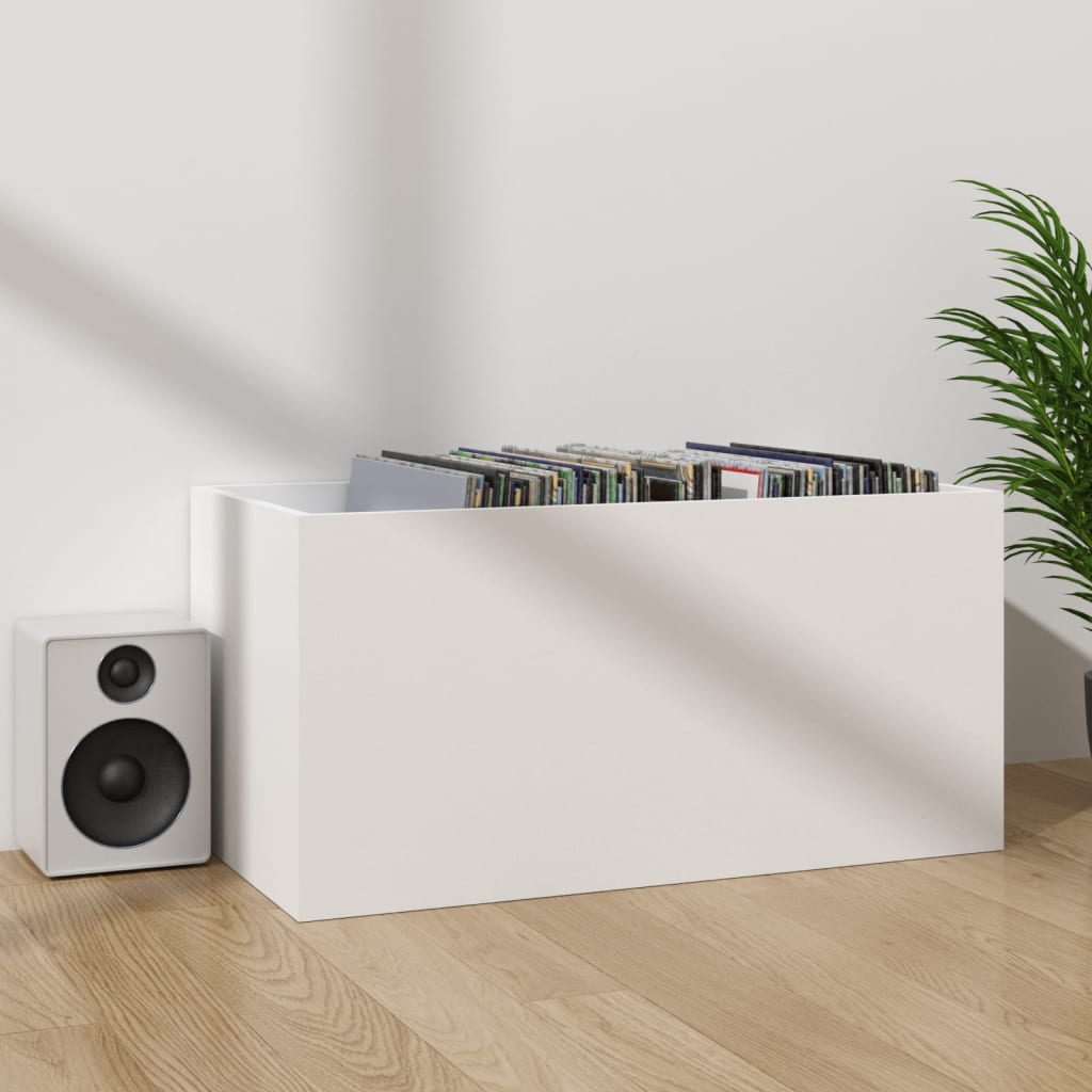 vidaXL Caixa para discos vinil 71x34x36 cm derivados de madeira branco