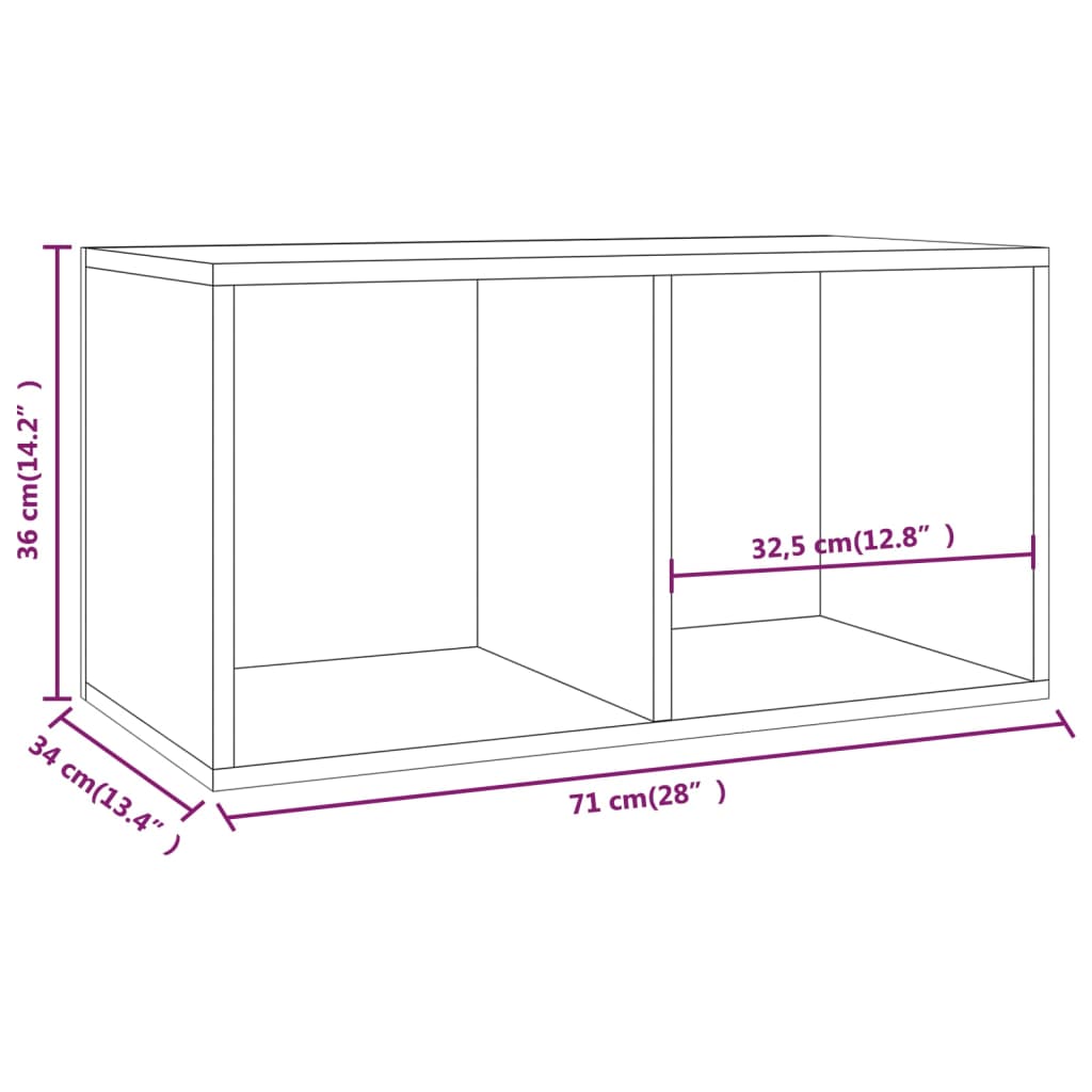 vidaXL Caixa para discos vinil 71x34x36 cm derivados de madeira branco