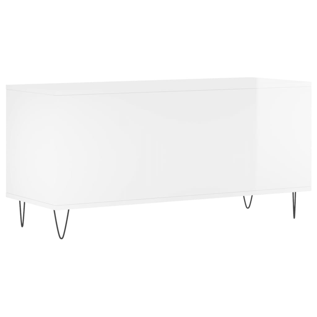 vidaXL Armário p/ discos 100x38x48 cm deriv. madeira branco brilhante