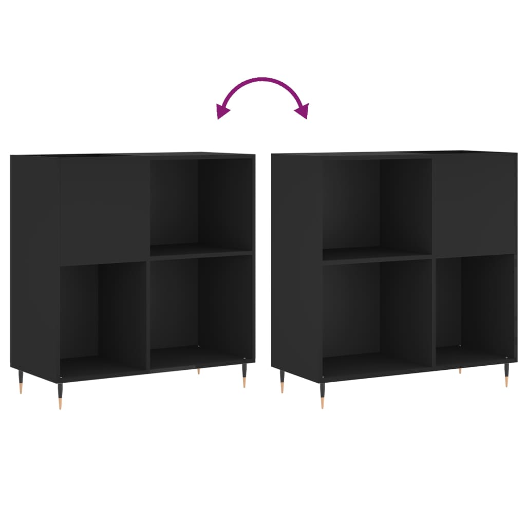 vidaXL Armário para discos 84,5x38x89 cm derivados de madeira preto