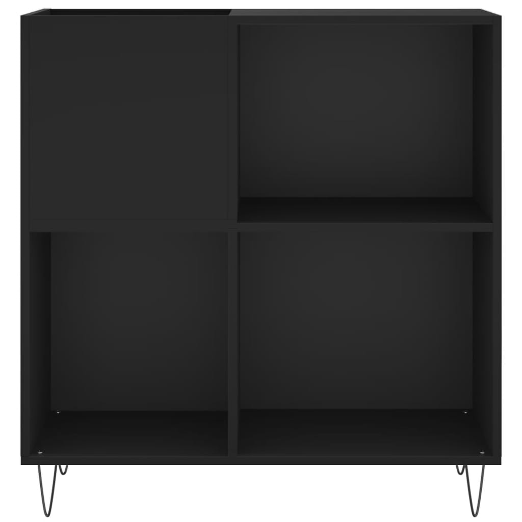 vidaXL Armário para discos 84,5x38x89 cm derivados de madeira preto