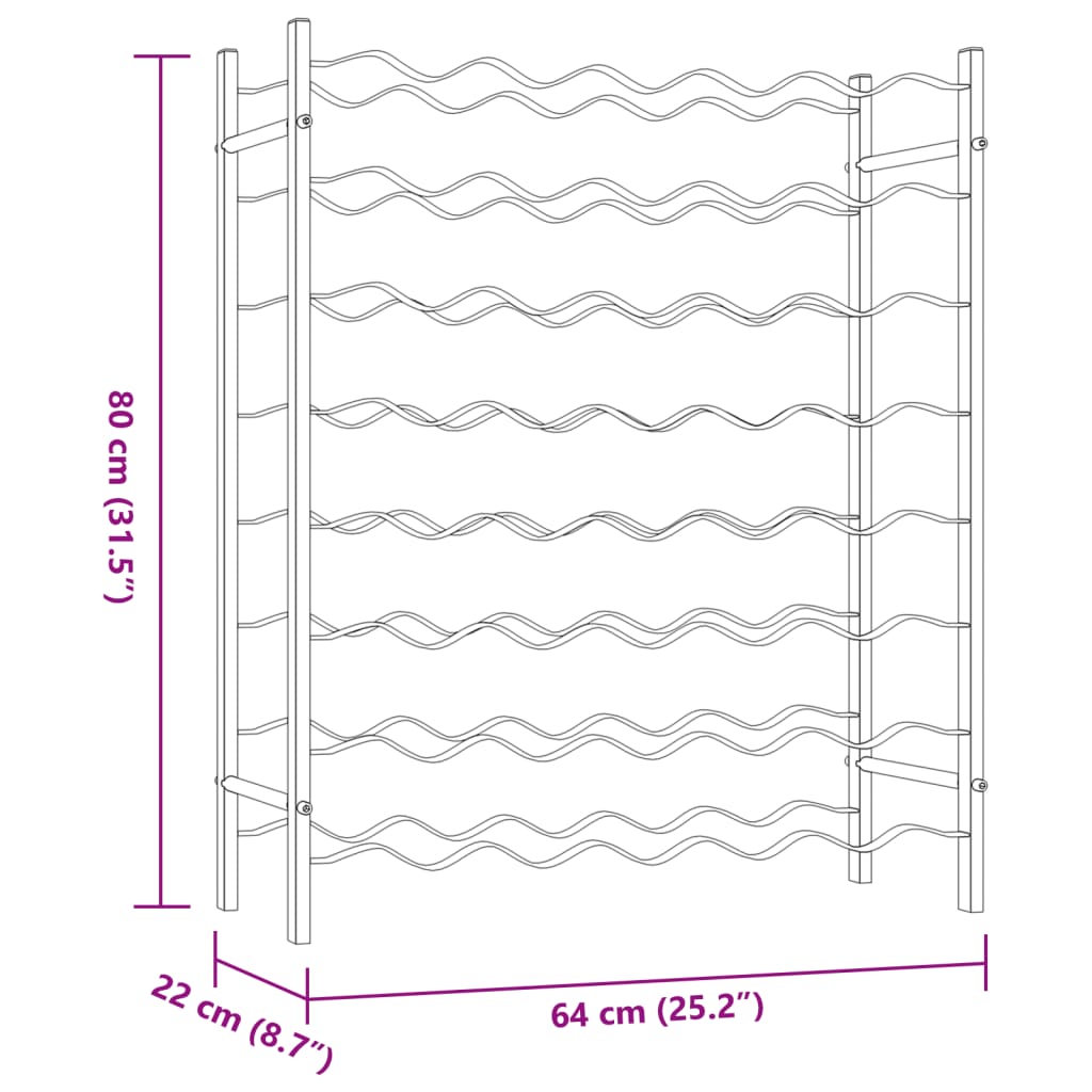 vidaXL Garrafeira para 48 garrafas metal branco