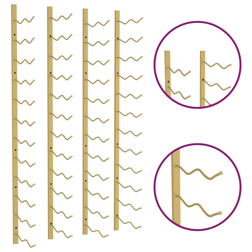 vidaXL Garrafeira de parede para 24 garrafas 2 pcs ferro dourado