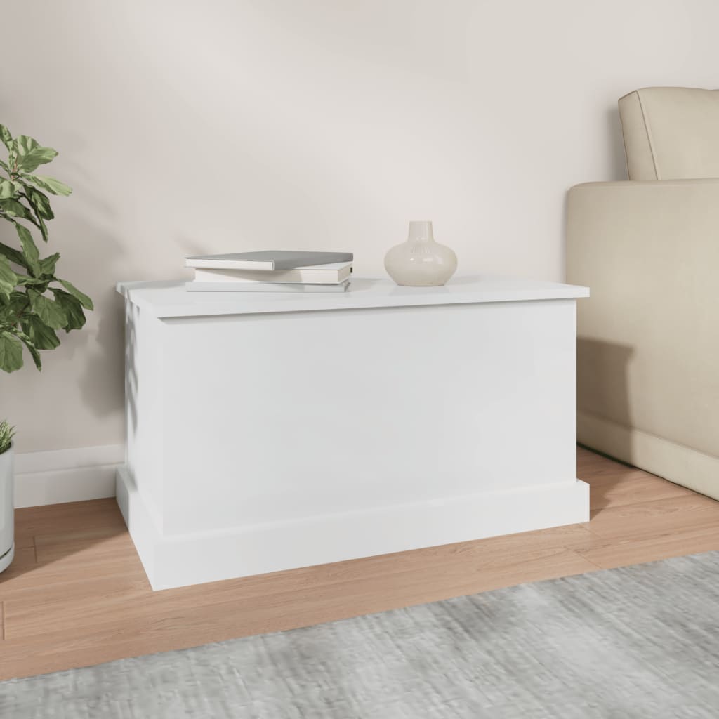 vidaXL Caixa de arrumação 70x40x38 cm deriv. madeira branco brilhante