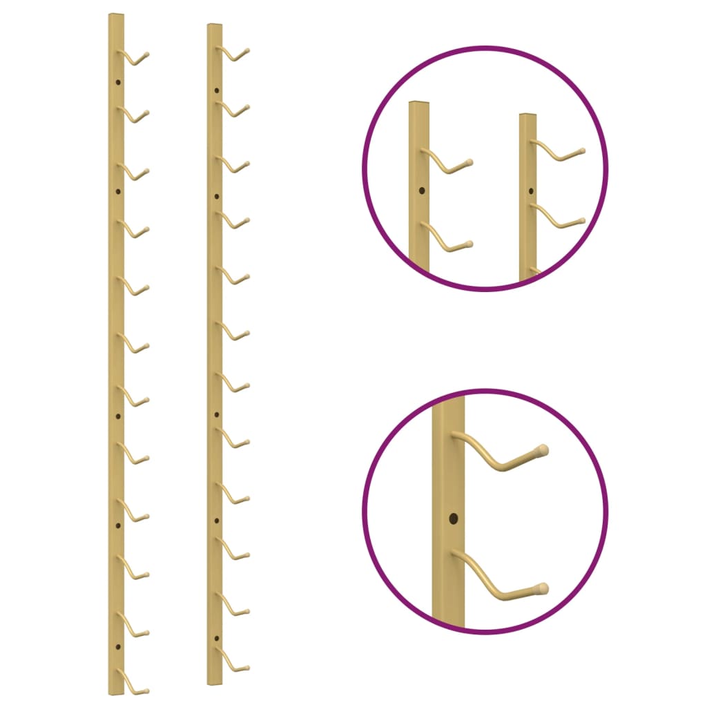 vidaXL Garrafeira de parede para 12 garrafas ferro dourado