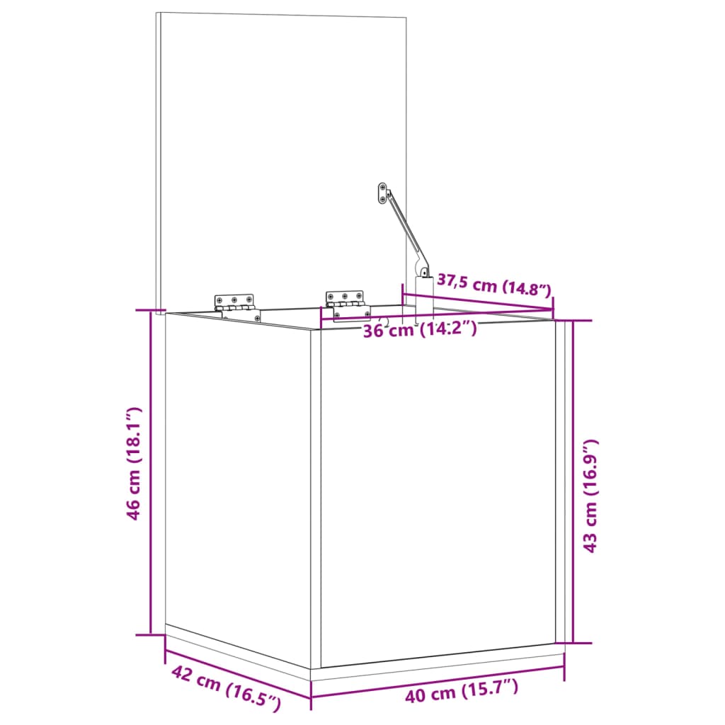 vidaXL Caixa de arrumação 40x42x46 cm derivados de madeira branco