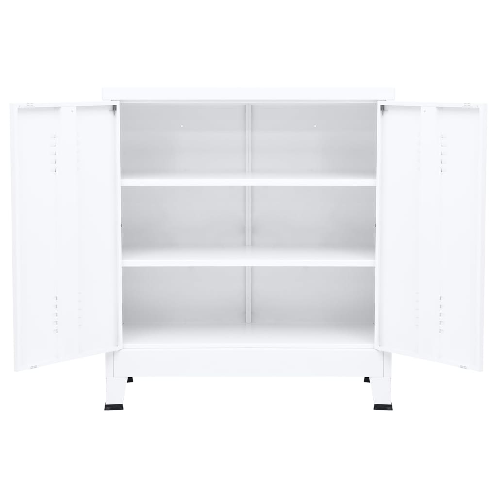 vidaXL Aparador de arrumação industrial 90x40x100 cm aço branco