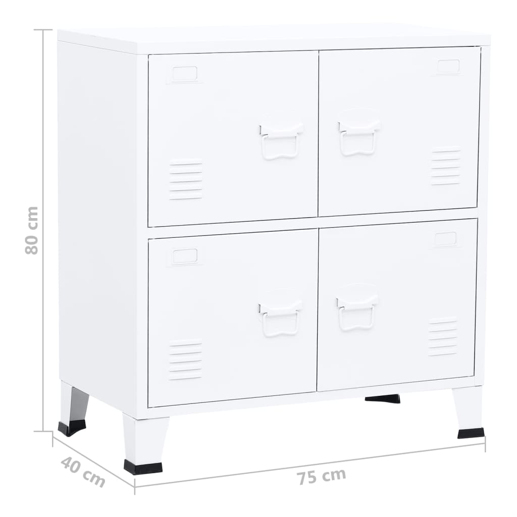 vidaXL Aparador de arrumação industrial 75x40x80 cm aço branco