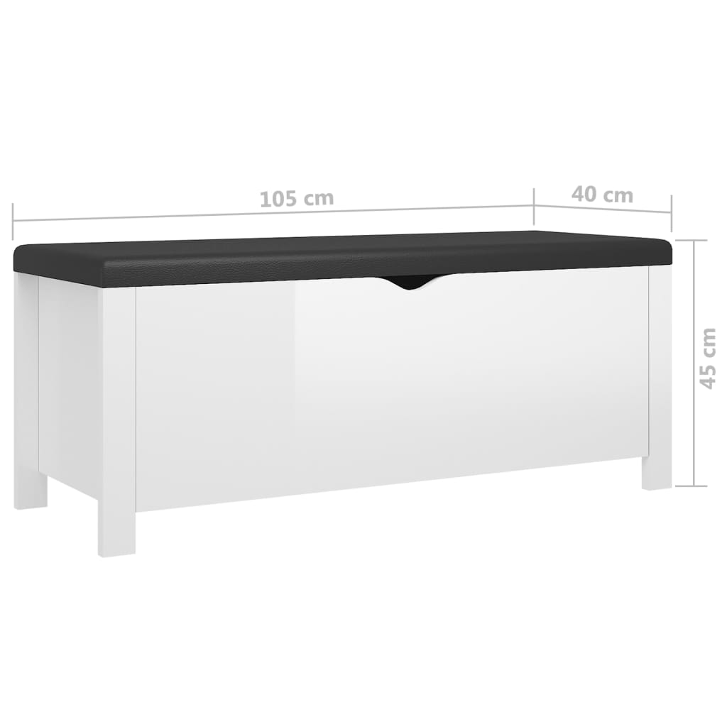 vidaXL Caixa arrumação c/ almofadão contraplacado 105x40x45 cm branco