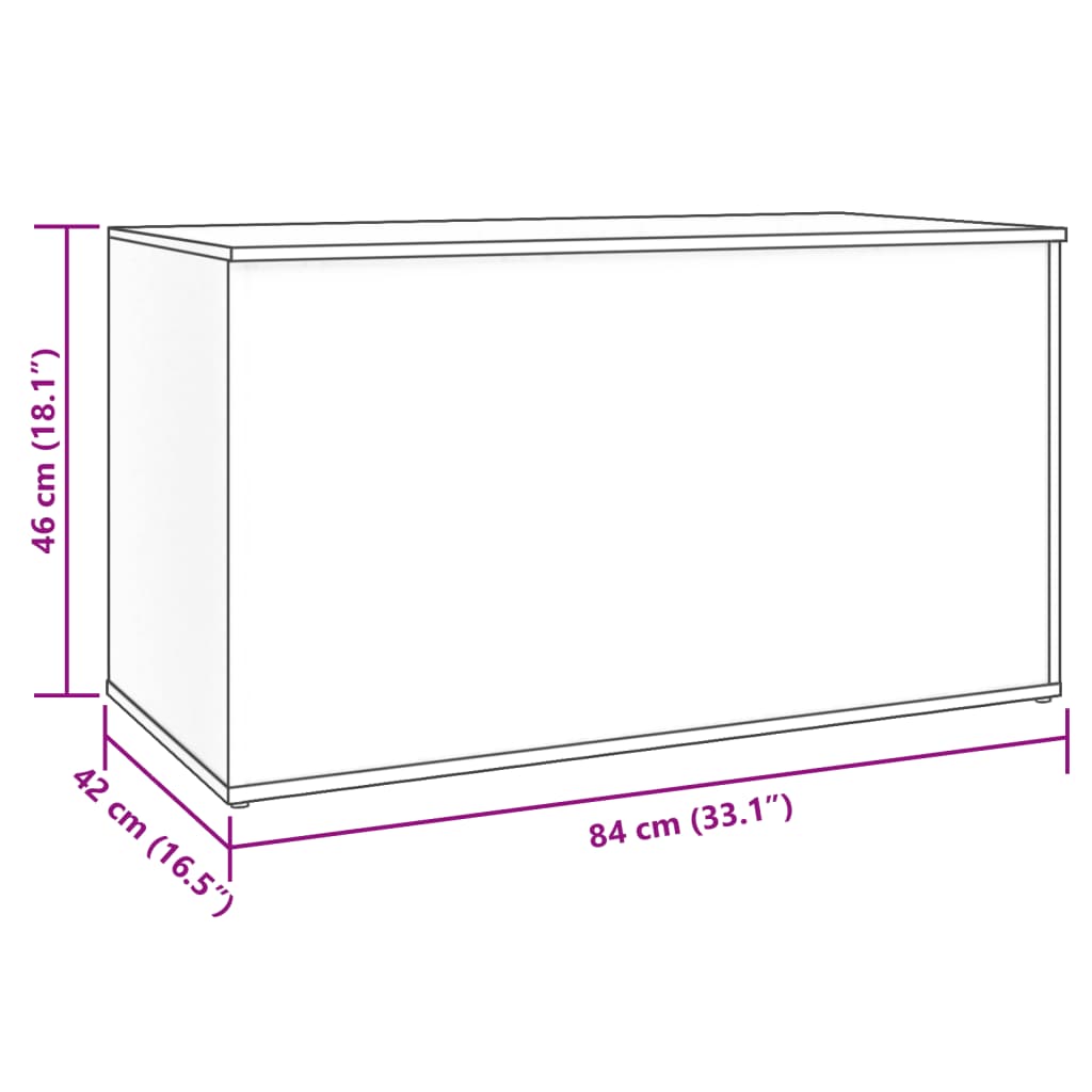 vidaXL Arca arrumação 84x42x46 cm madeira processada branco brilhante