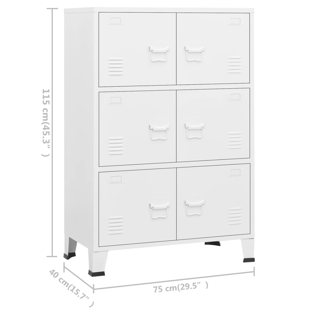 vidaXL Aparador de arrumação industrial 75x40x115 cm metal branco