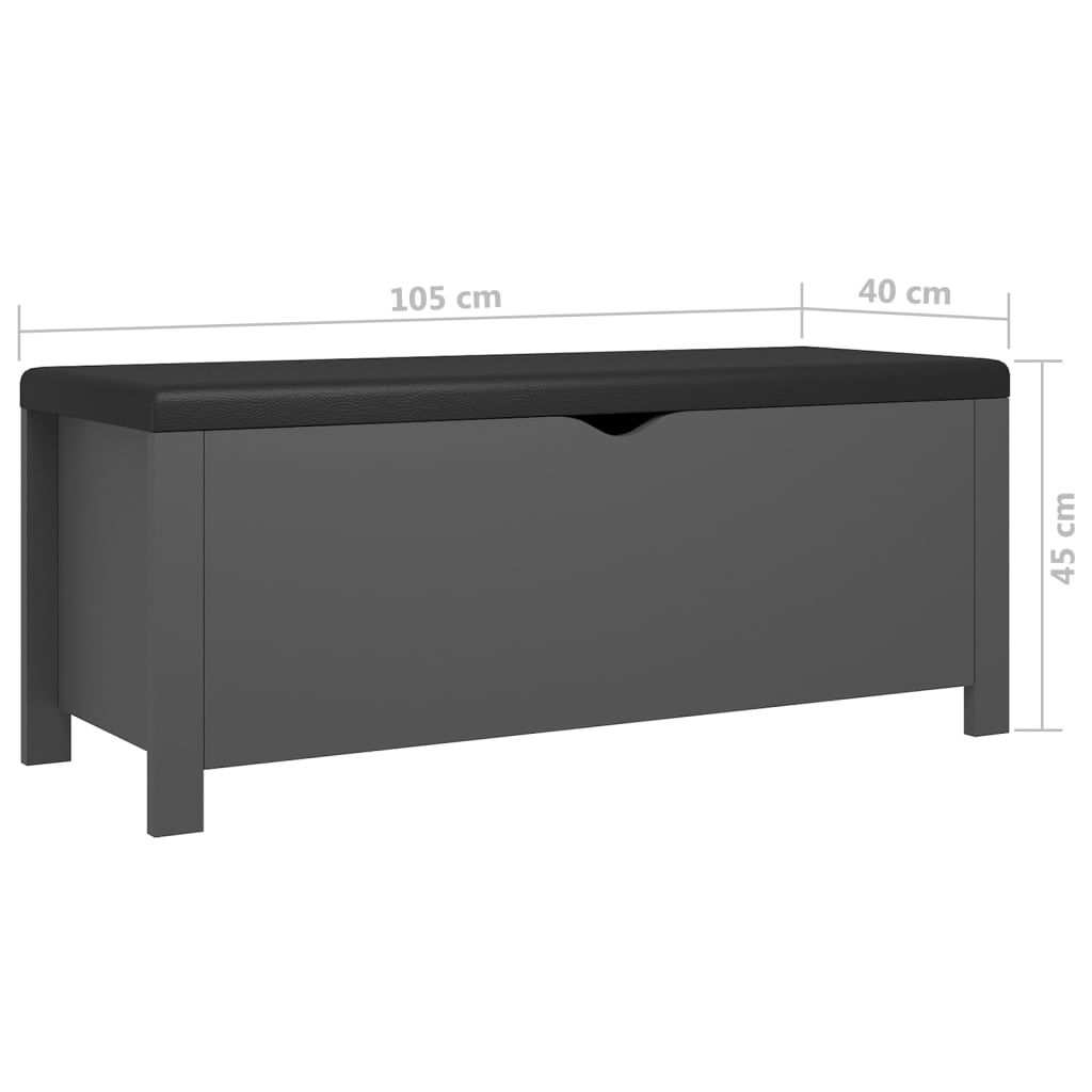 vidaXL Caixa arrumação c/ almofadão contraplacado 105x40x45 cm cinza