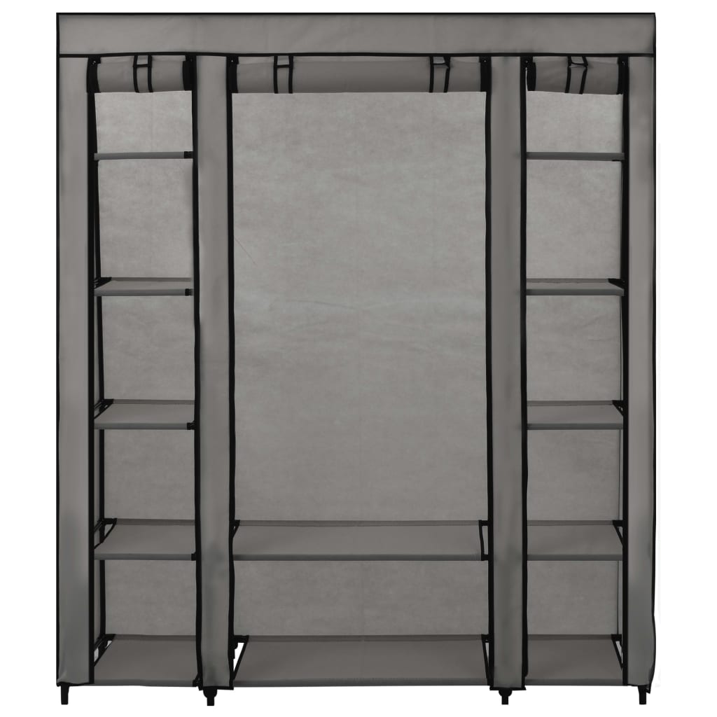 vidaXL Roupeiro c/ compartimentos e varões 150x45x176 cm tecido cinza