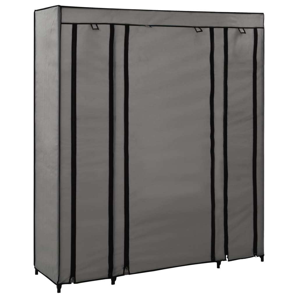 vidaXL Roupeiro c/ compartimentos e varões 150x45x176 cm tecido cinza