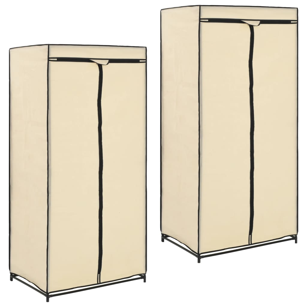 vidaXL Roupeiros 2 pcs 75x50x160 cm creme