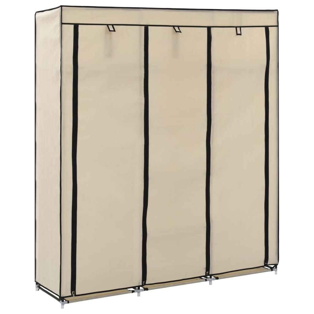 vidaXL Roupeiro c/ compartimentos e varões 150x45x175 cm tecido creme