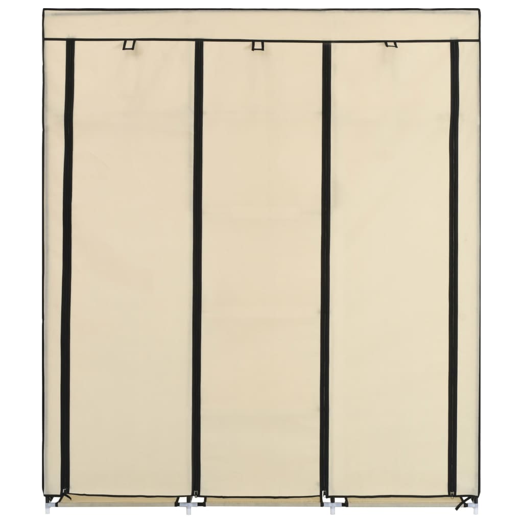 vidaXL Roupeiro c/ compartimentos e varões 150x45x175 cm tecido creme