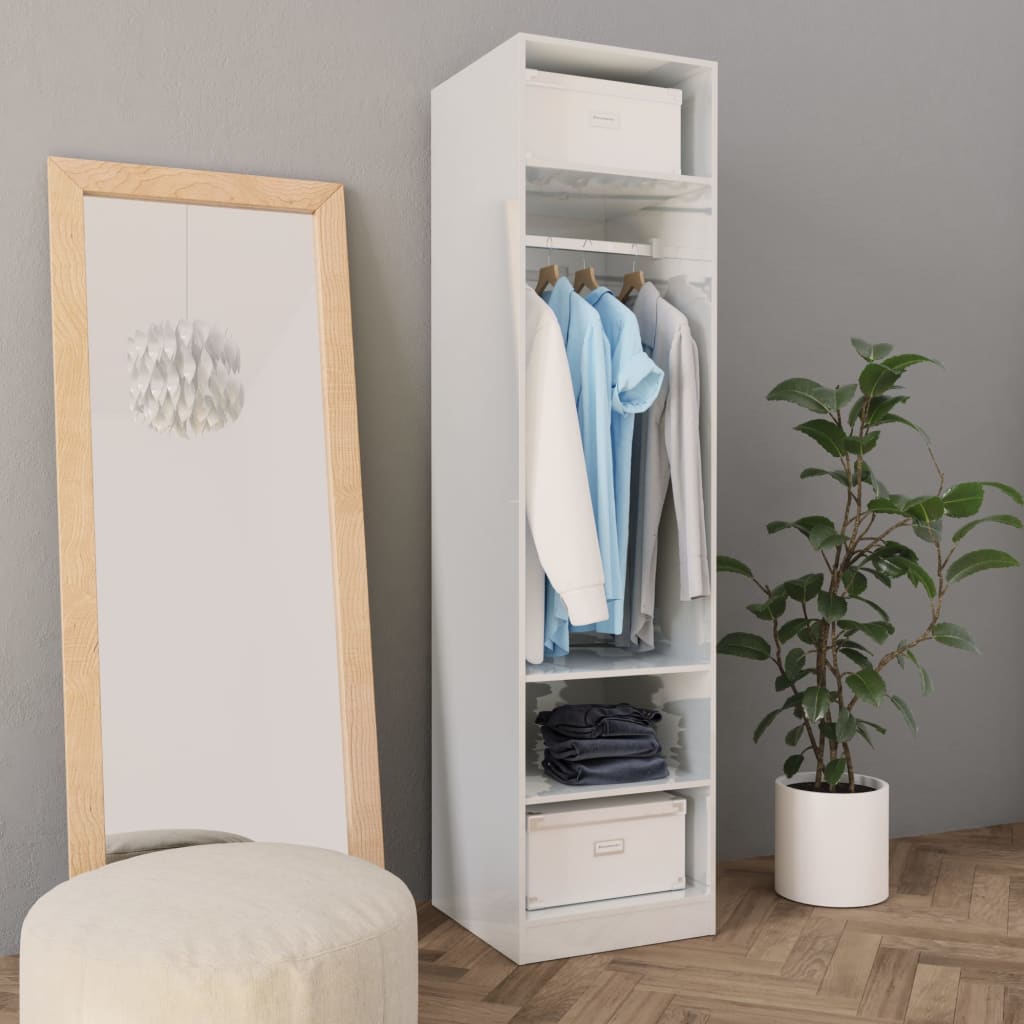 vidaXL Roupeiro 50x50x200 cm contraplacado branco brilhante