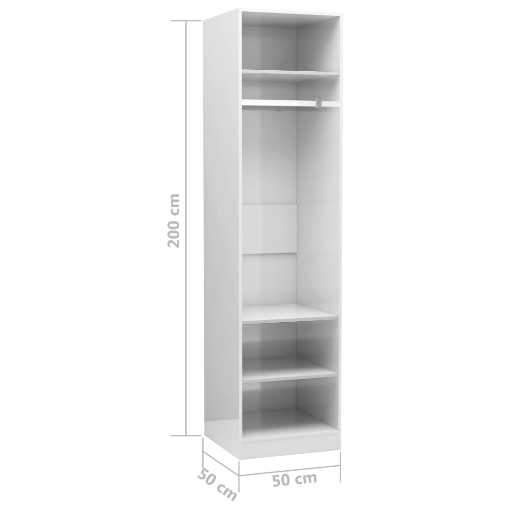 vidaXL Roupeiro 50x50x200 cm contraplacado branco brilhante