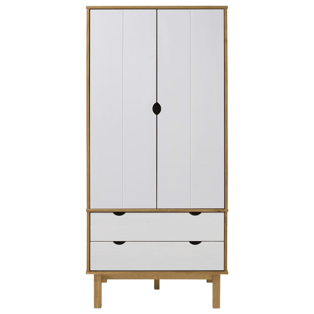 vidaXL Roupeiro OTTA 76,5x53x172 cm pinho maciço castanho/branco