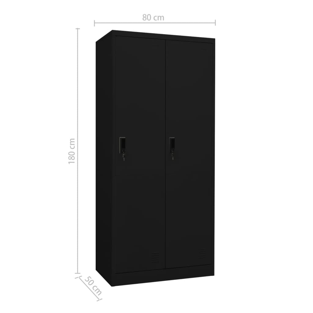 vidaXL Roupeiro 80x50x180 cm aço preto