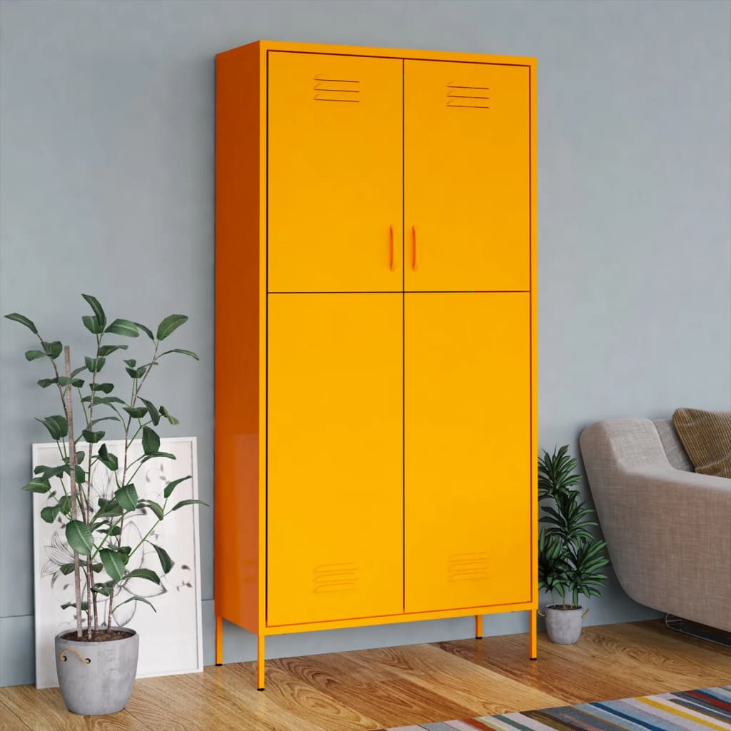 vidaXL Roupeiro 90x50x180 cm aço amarelo mostarda