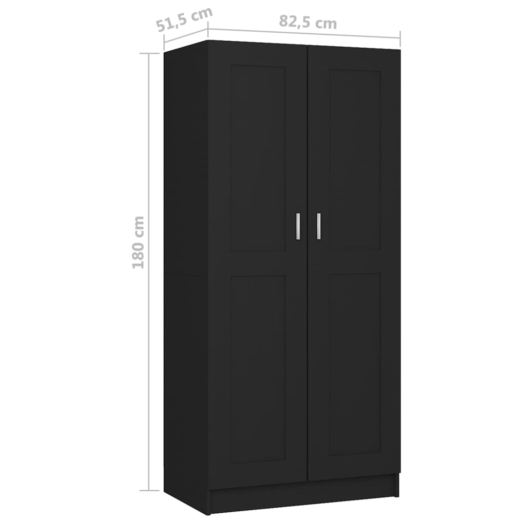 vidaXL Roupeiro 82,5x51,5x180 cm contraplacado preto