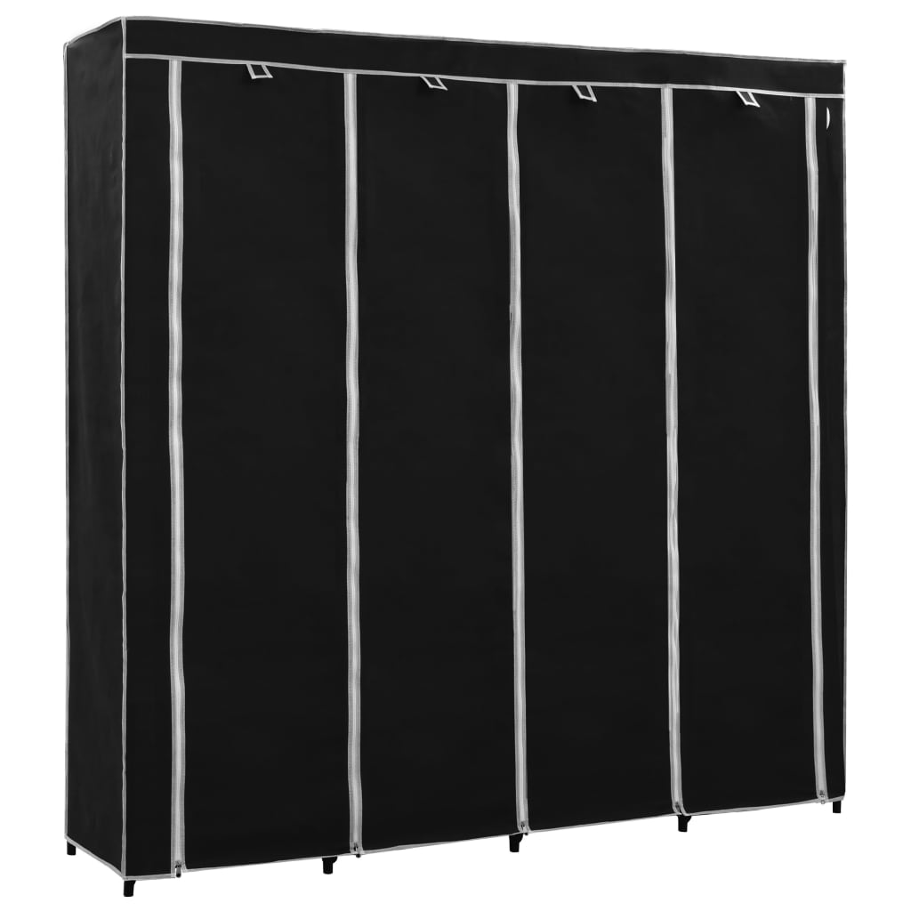 vidaXL Roupeiro com 4 compartimentos 175x45x170 cm preto