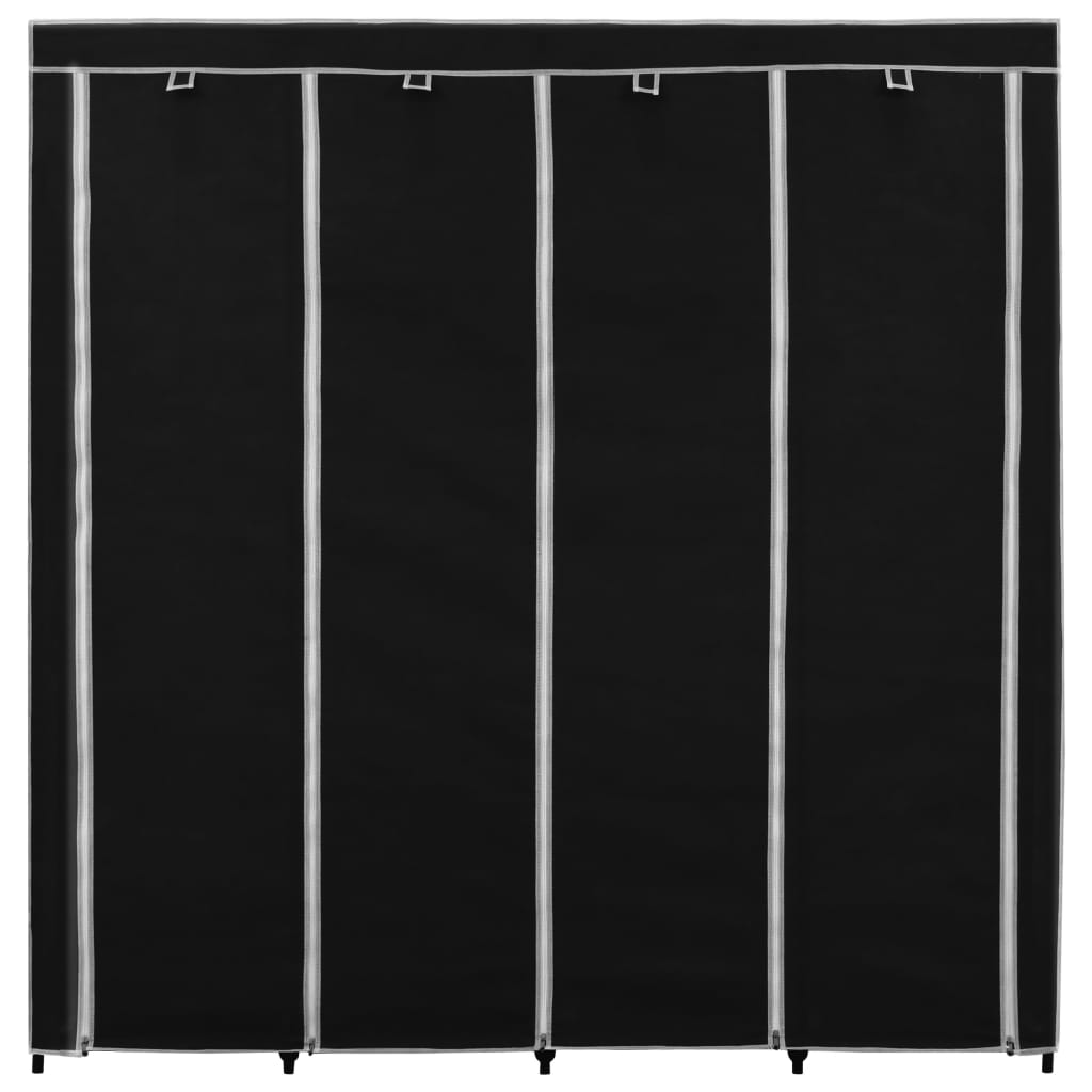 vidaXL Roupeiro com 4 compartimentos 175x45x170 cm preto