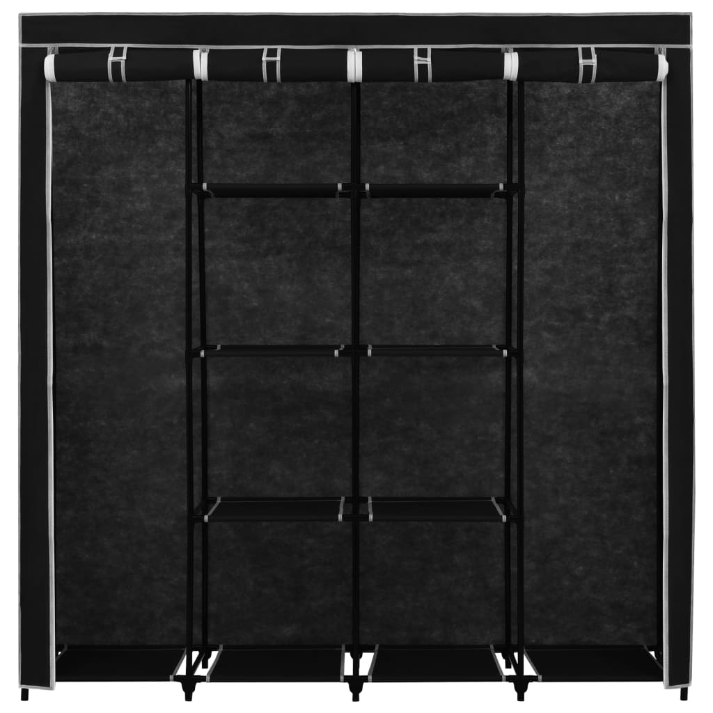 vidaXL Roupeiro com 4 compartimentos 175x45x170 cm preto