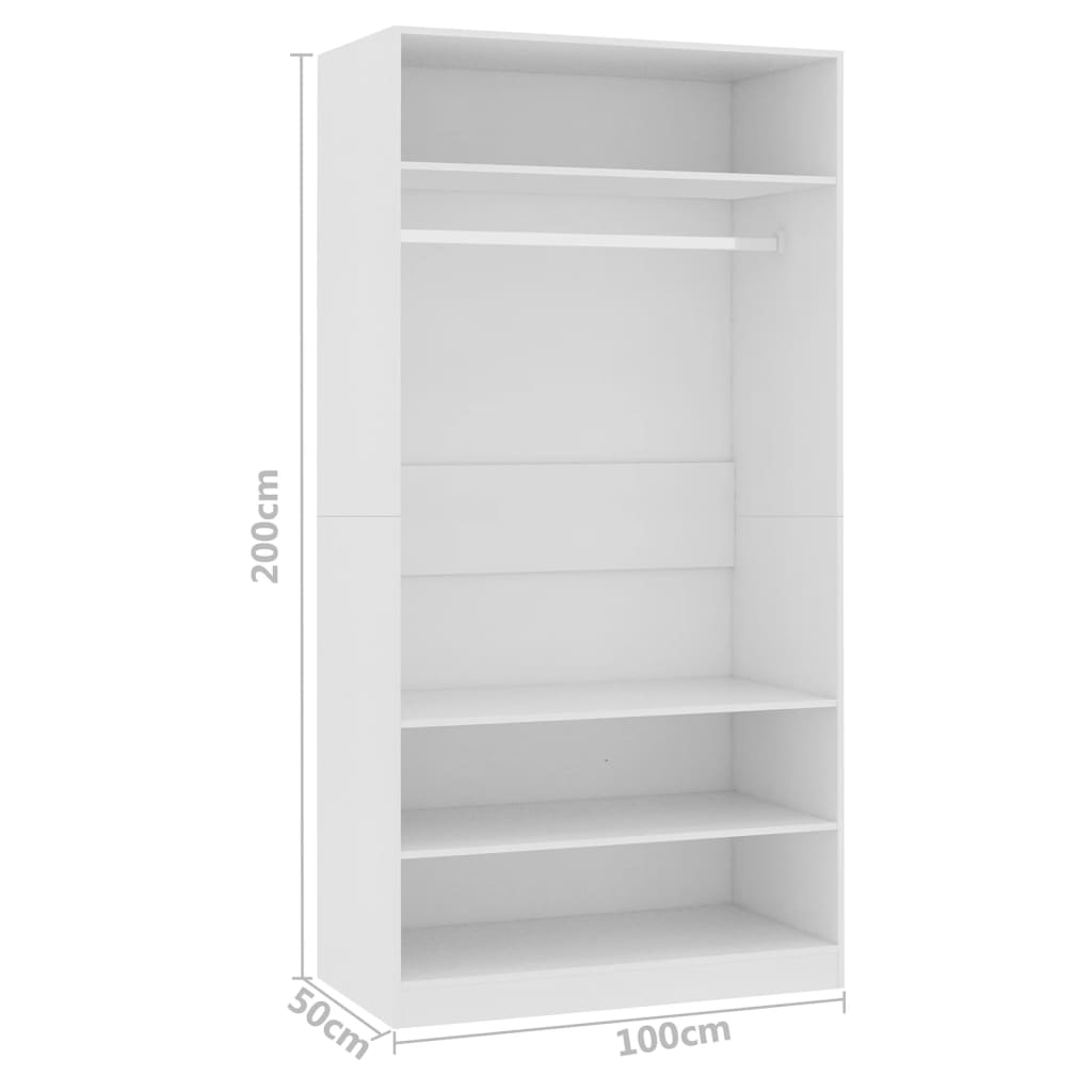 vidaXL Roupeiro 100x50x200 cm contraplacado branco