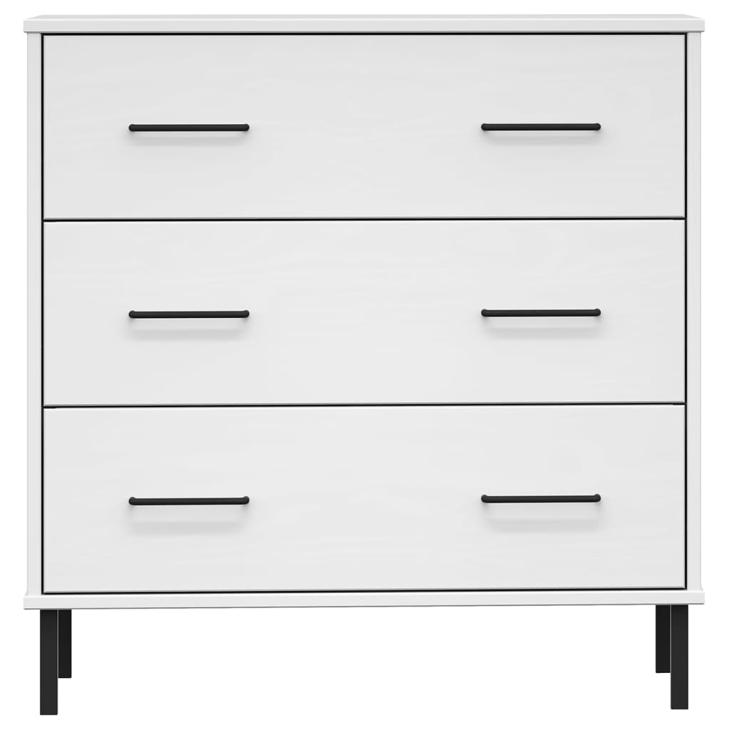 vidaXL Aparador 3 gavetas 77x40x79,5 cm madeira maciça OSLO branco