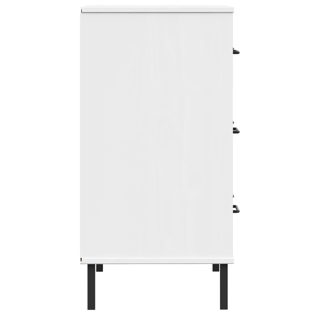 vidaXL Aparador 3 gavetas 77x40x79,5 cm madeira maciça OSLO branco