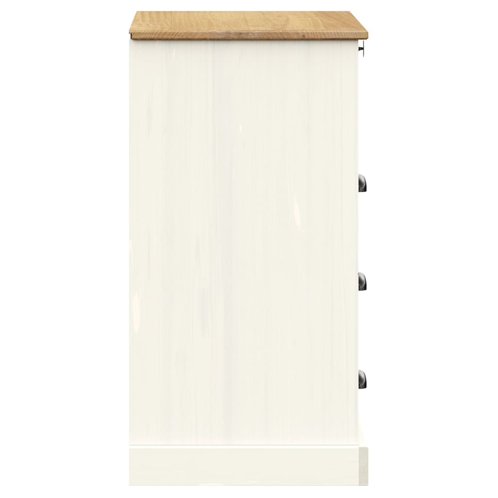 vidaXL Armário com gavetas VIGO 80x40x76 cm pinho maciço branco