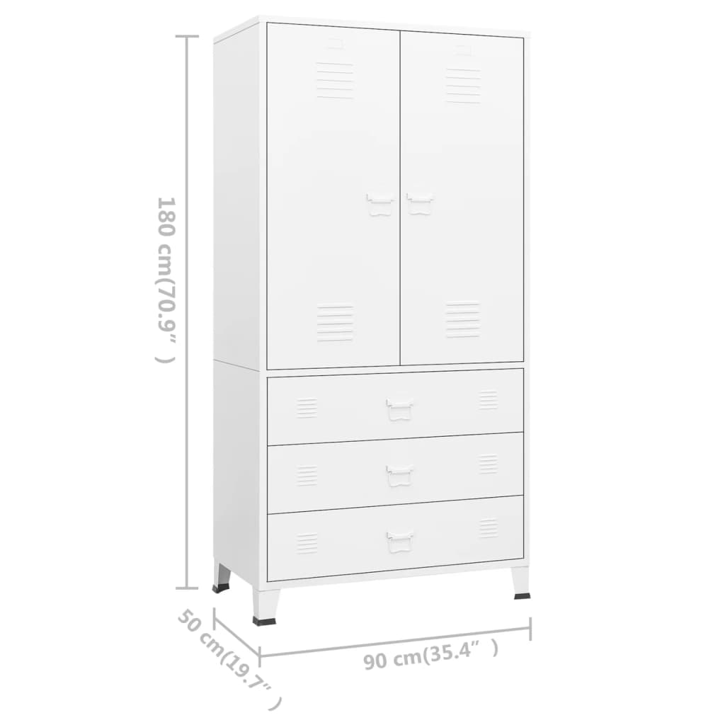 vidaXL Roupeiro industrial 90x50x180 cm metal branco