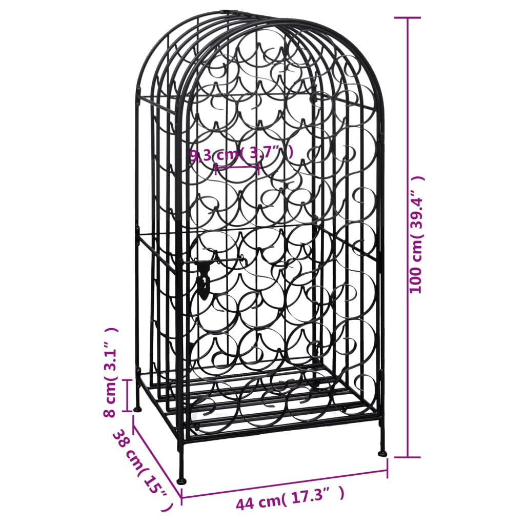 vidaXL Garrafeira de metal, suporte para 35 garrafas de vinho