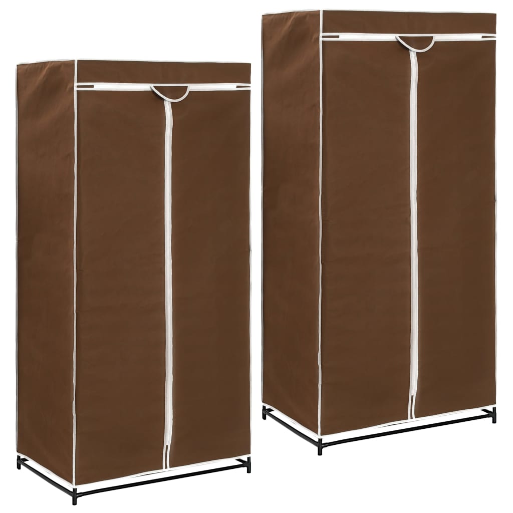 vidaXL Roupeiros 2 pcs 75x50x160 cm castanho