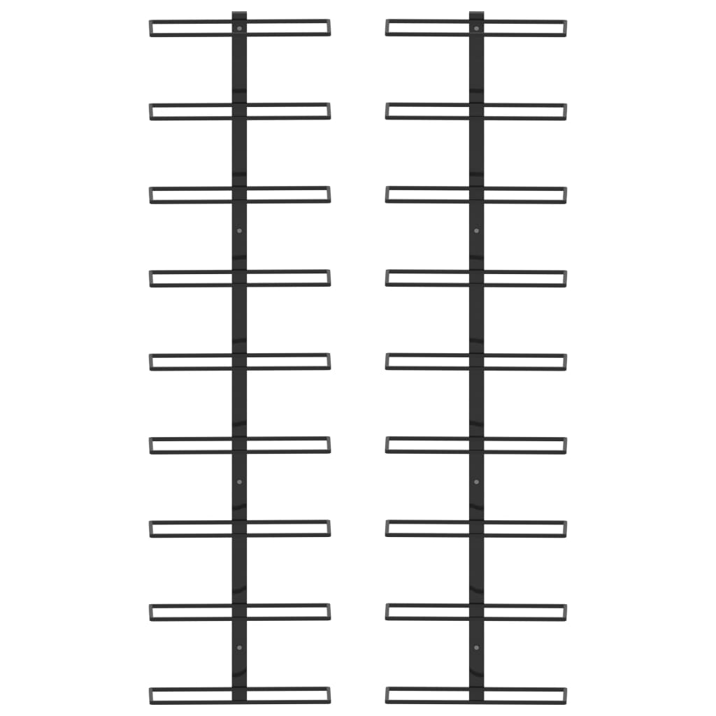 vidaXL Garrafeiras de parede para 18 garrafas 2 pcs ferro preto