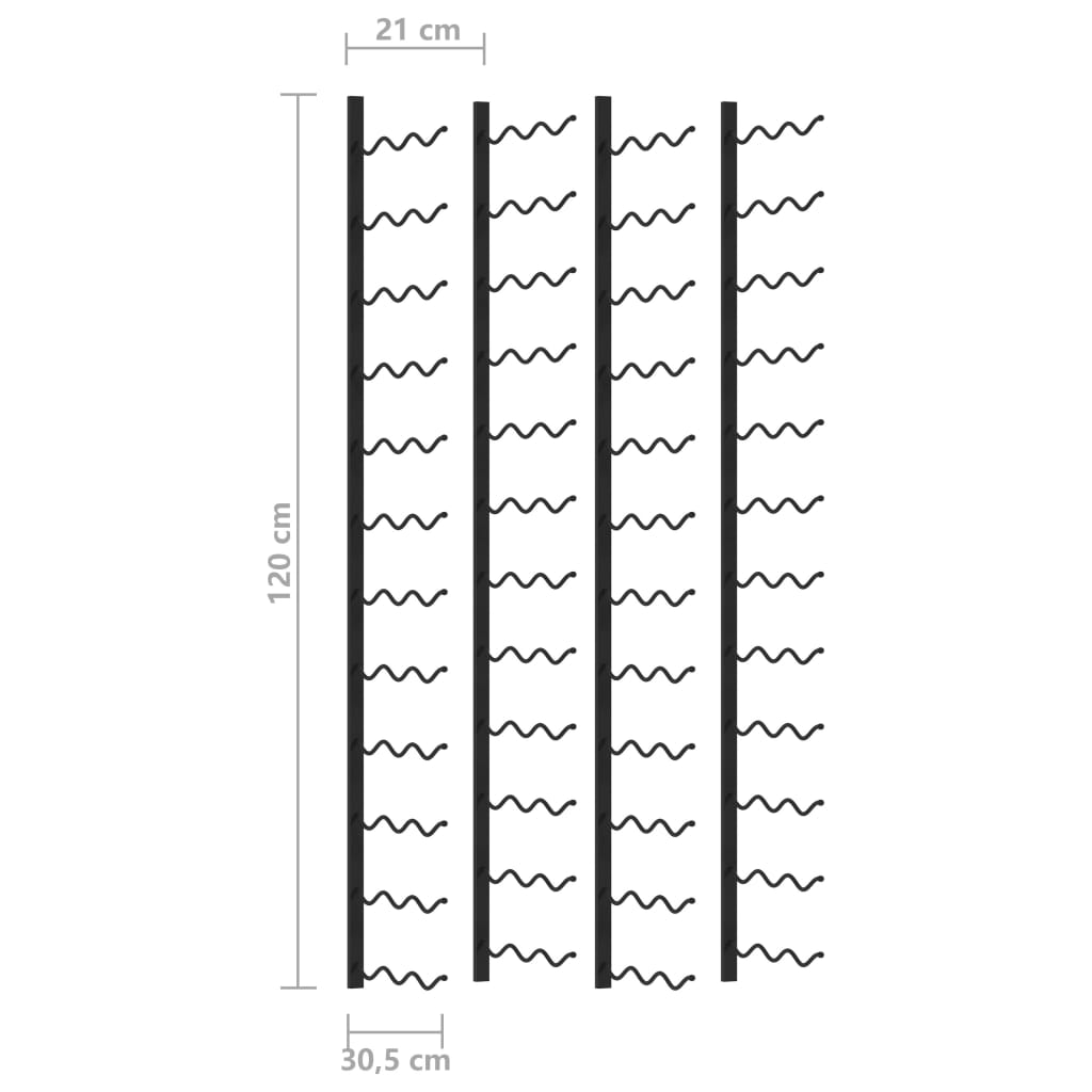 vidaXL Garrafeiras de parede para 72 garrafas 2 pcs ferro preto