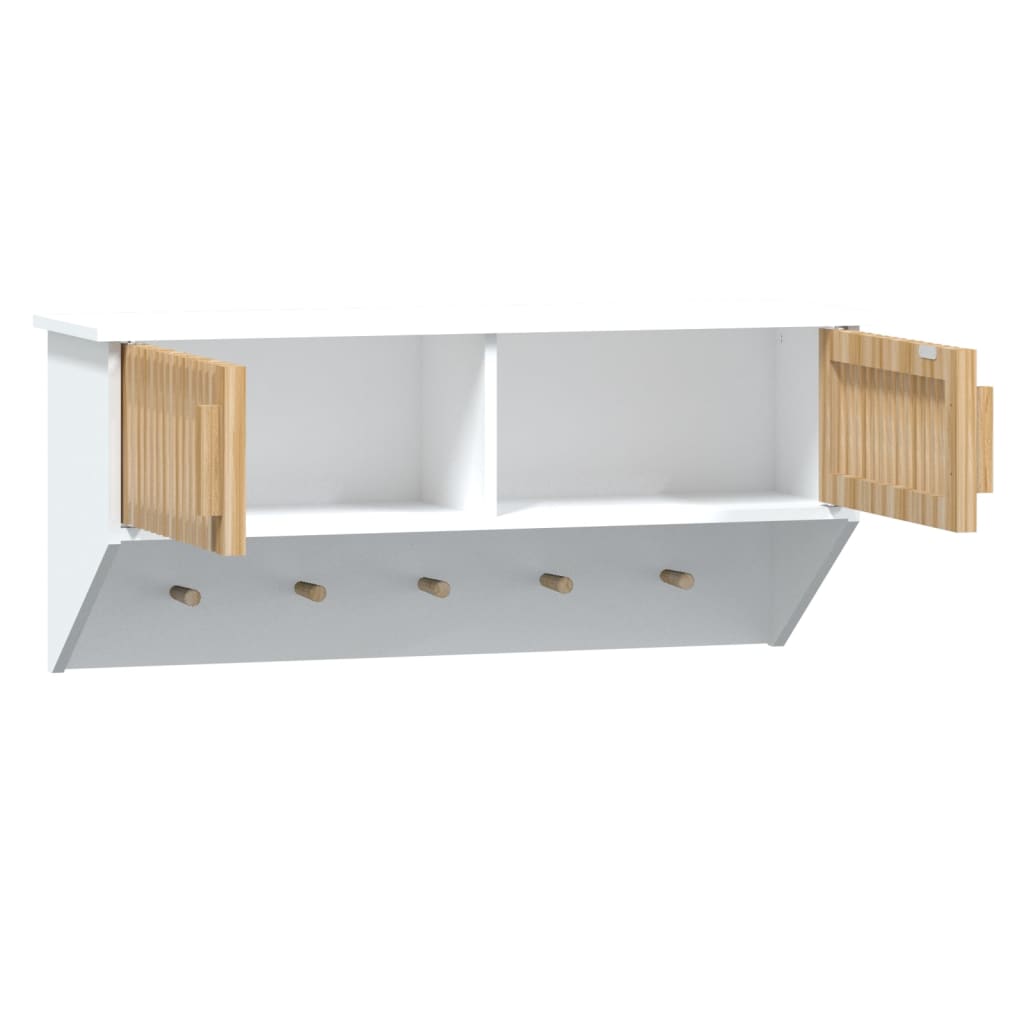 vidaXL Bengaleiro parede c/ ganchos 80x24x35,5cm deriv. madeira branco