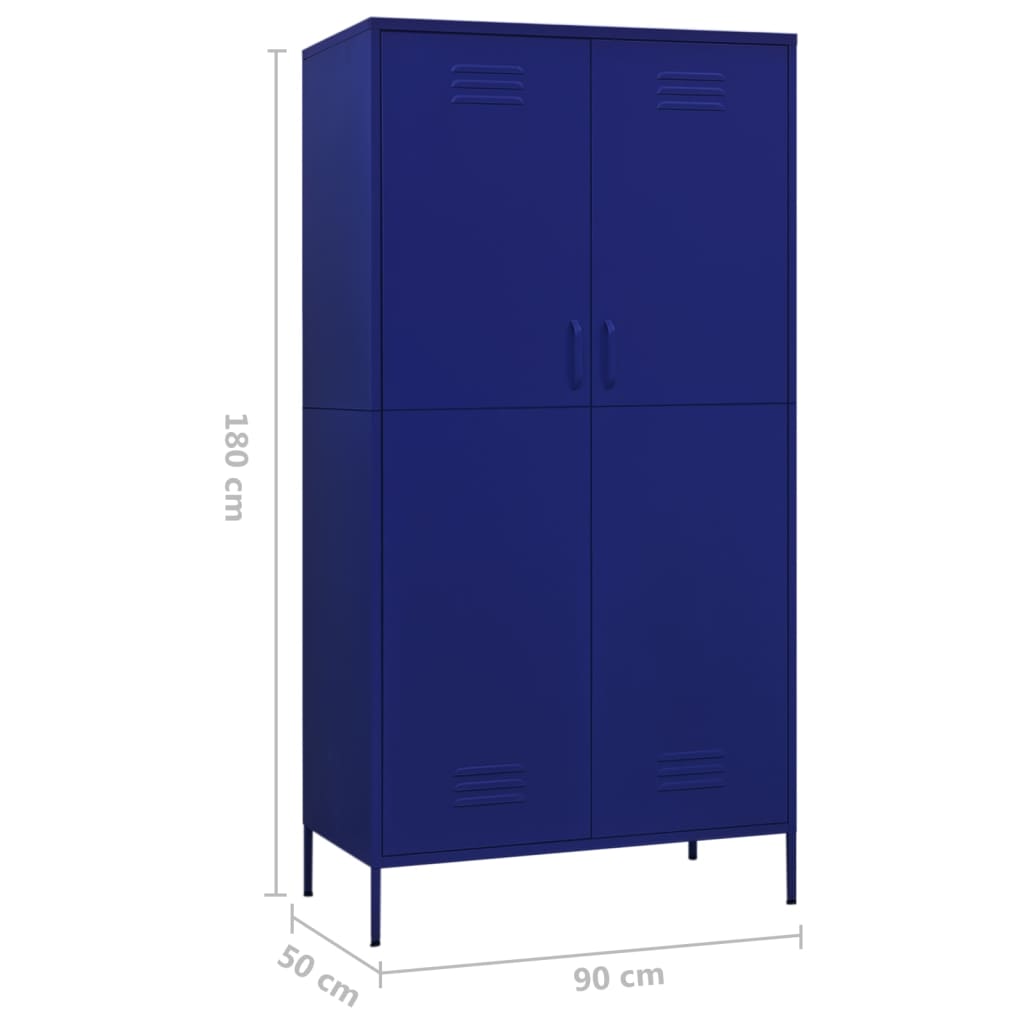 vidaXL Roupeiro 90x50x180 cm aço azul-marinho