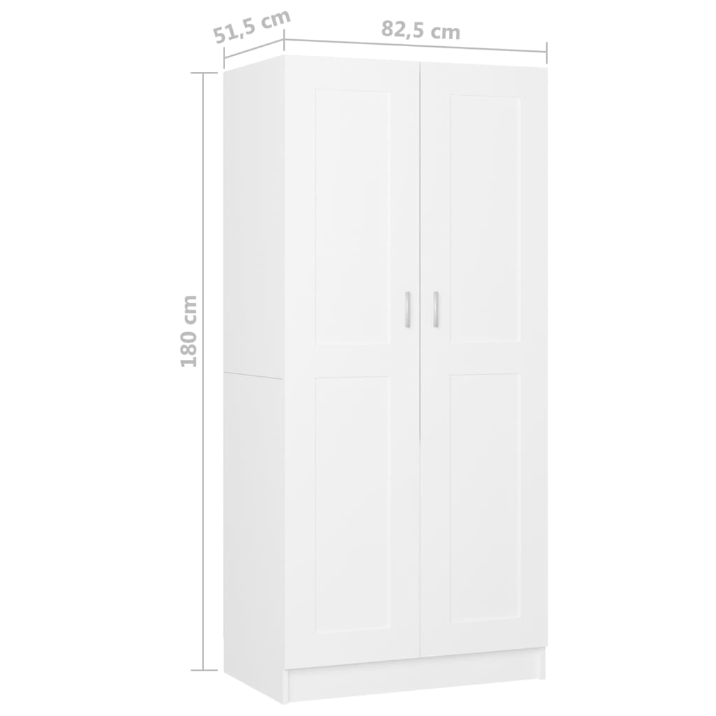 vidaXL Roupeiro 82,5x51,5x180 cm contraplacado branco