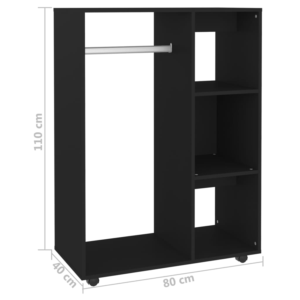 vidaXL Roupeiro 80x40x110 cm contraplacado preto