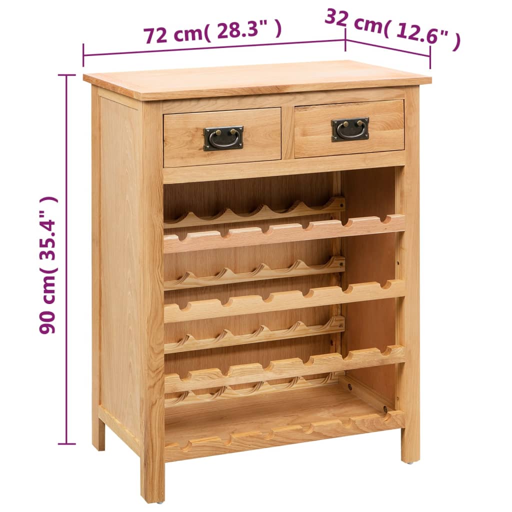 vidaXL Armário para vinhos 72x32x90 cm madeira carvalho maciça