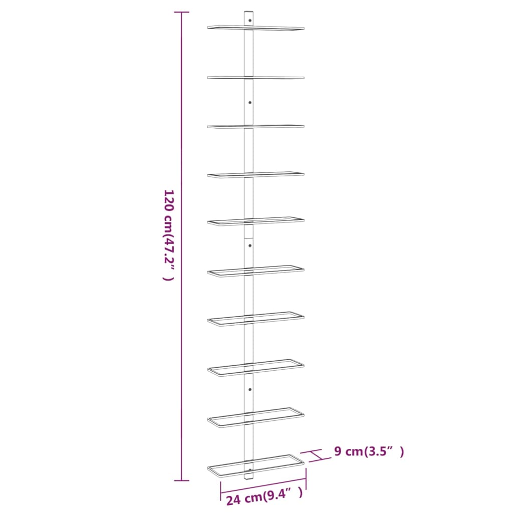 vidaXL Garrafeira de parede para 10 garrafas metal branco