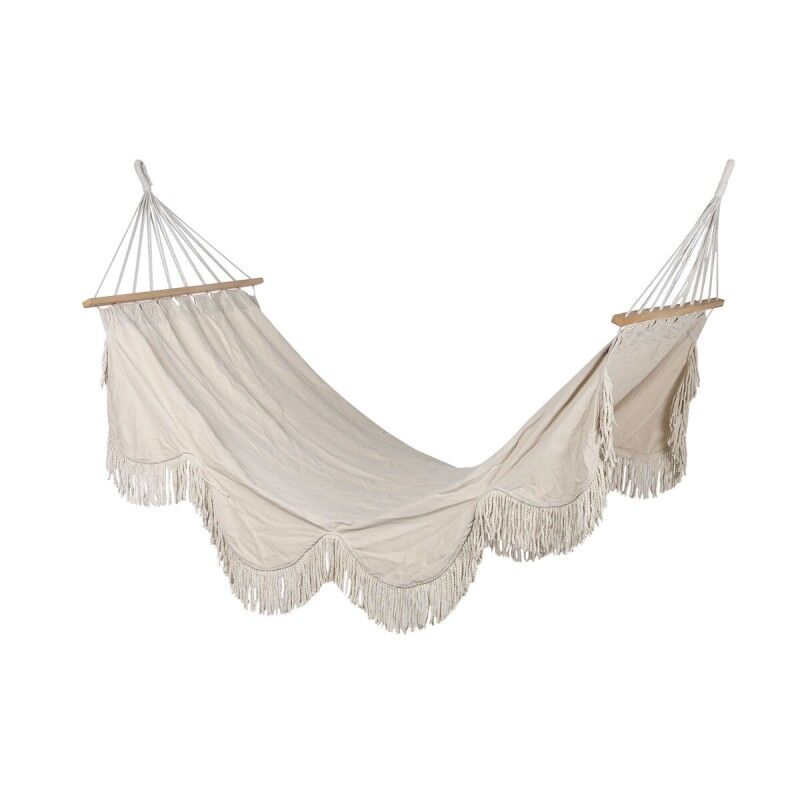 Home ESPRIT|Cama de Rede Home ESPRIT Branco Franjas 200 x 100 x 5 cm Home ESPRIT|Cama de Rede Home ESPRIT Branco Franjas 200 x 100 x 5 cm