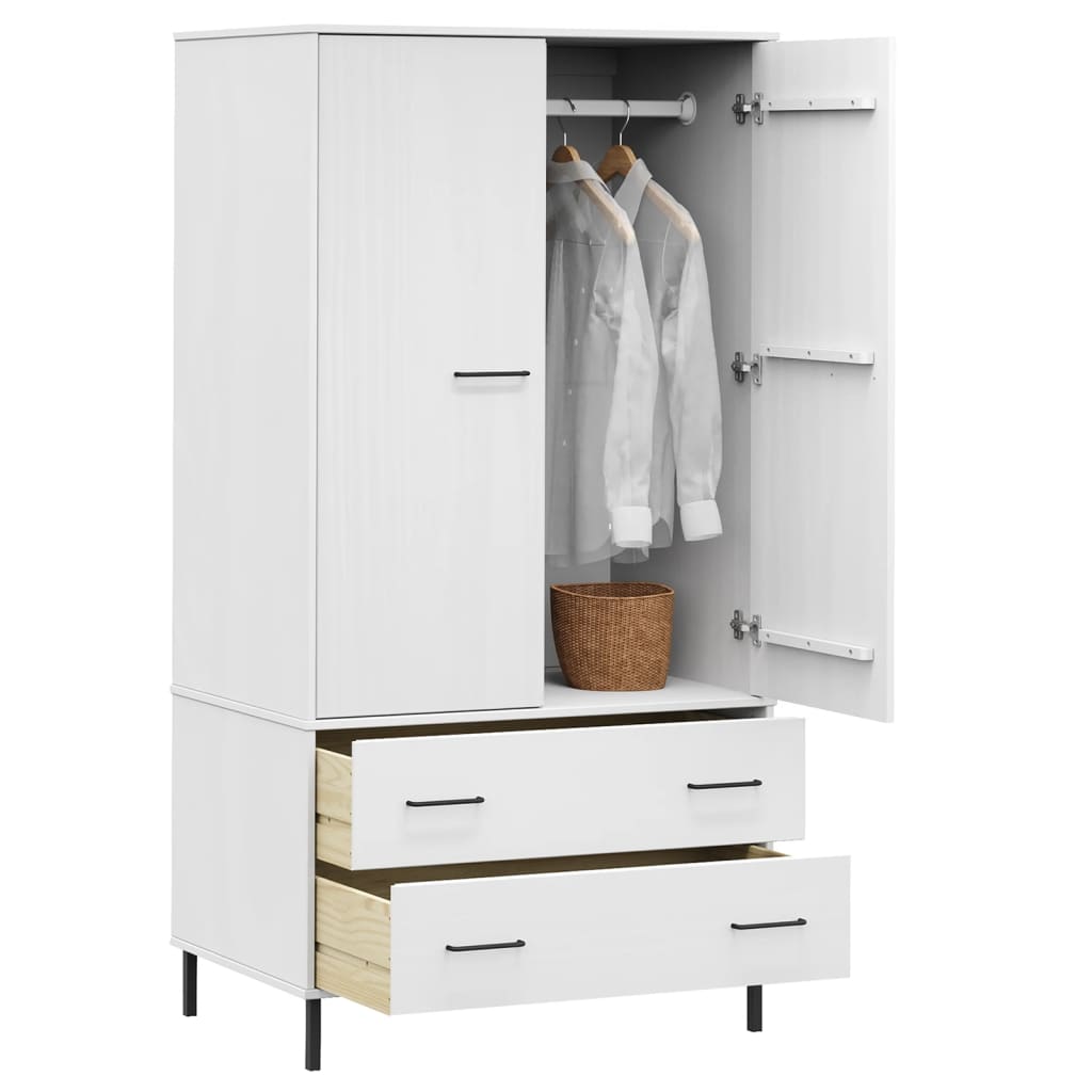 vidaXL Roupeiro c/ pernas metal 90x55x172,5 cm madeira OSLO branco